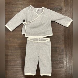 Janie and Jack Heather Grey with White Trim Baby Matching Sweater Set | 3-6M